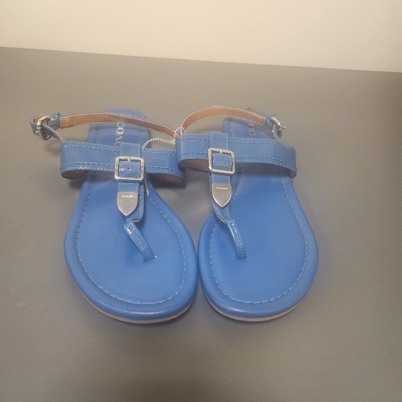 Coach Cassidy Metallic Tumbled Blue Sandals Sz 6B. Excellent Condition - Picture 3 of 11
